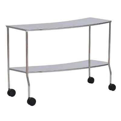 Mesa Semi Circular Inox Com Prateleira