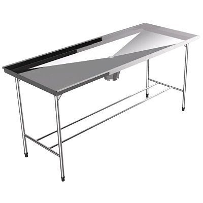 Mesa Veterinária Para Necrópsia em Aço Inox Com Vinco e Borda