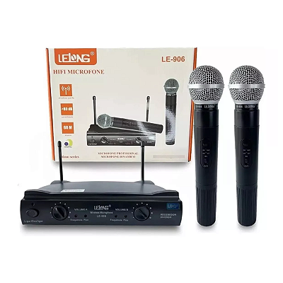 Microfone Duplo Sem Fio UHF Profissional 50mts