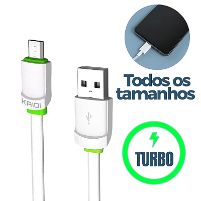 Cabo de Dados Carregador Turbo USB X V8 Micro USB