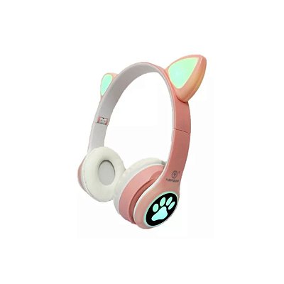 Fone de Ouvido Headset gatinho sem fio infantil LED RGB over-ear Bluetooth Orelha de gato KA-980