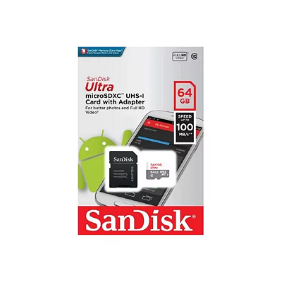 Cartão Expansor de Memoria SanDisk Ultra Class 10 Full Hd Video UHS-I MicroSD 64G Original + Adaptador SD