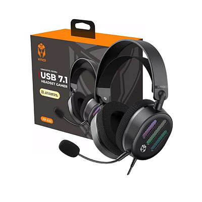 Fone de Ouvido Over-Ear Headset Gamer Kaidi KD-G32 com Microfone, Surround 7.1, LED, Bluetooth, USB, Som Profissional