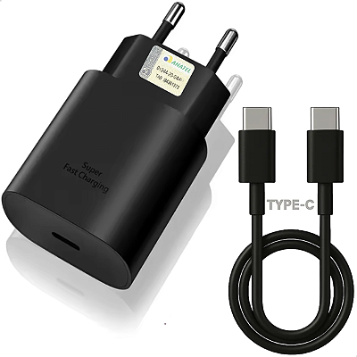 Carregador Turbo Rápido 30W USB-C PD + Cabo Tipo C Para Celular Samsung