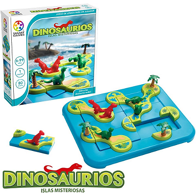 Dinosaurs Mystic Islands| Brinquedo de Lógica com 80 Desafios | Separe Herbívoros e Carnívoros | 6+
