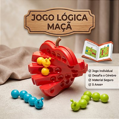 Brinquedo Educativo Lógica Infantil Desafios Raciocínio Coordenação Motora Apple Twist 60 Desafios