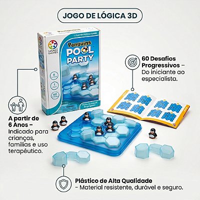 Jogo de Lógica Penguins 3D Educativo Estímulo Cognitivo 6+