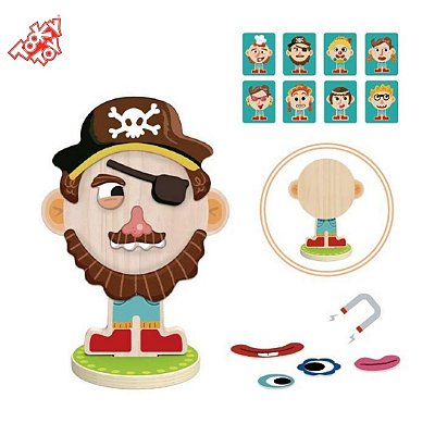 Rosto Misterioso | Brinquedo Magnético de Montar Expressões Faciais | 64 Peças | Tooky Toy Original e Educativo