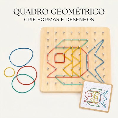 Brinquedo Criativo Com Elásticos Desafios Coordenação Motora Raciocínio Lógico Quadro Geoplano