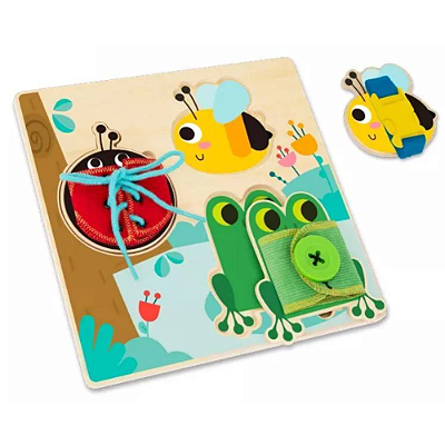 Quadro de Habilidades Montessori – Brinquedo Educativo Sensorial em Madeira | Coordenação Motora Fina – Tooky Toy 3+