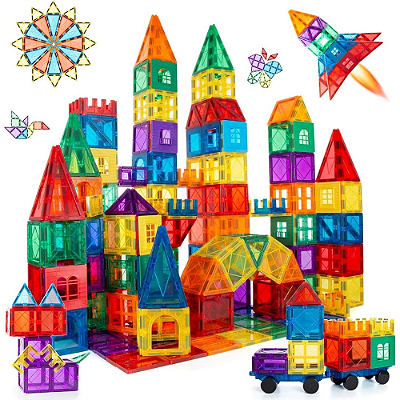 Conjunto de Construção Magnética – 100 Peças | Tooky Toy | Formas Coloridas e Educativas