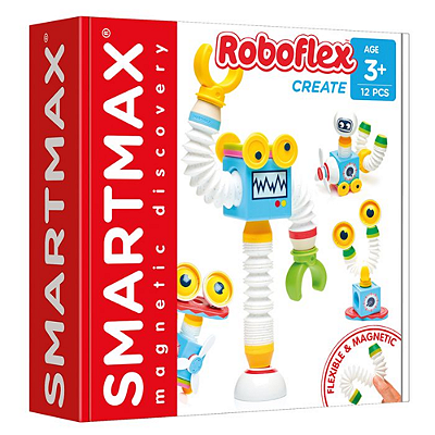 Brinquedo magnético Roboflex educativo de montar robôs flexíveis para coordenação e criatividade 3+
