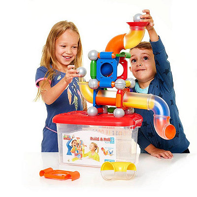 Brinquedo Magnético de Construção com Pistas para Bolinhas | Click & Roll | 30 Peças