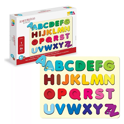 Brinquedo educativo alfabeto maiúsculo de encaixe para alfabetização letras aprendizado infantil 4 anos+