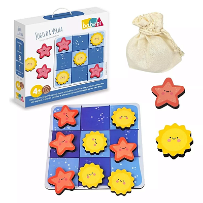 Jogo da Velha portátil educativo em madeira joguinho de bolsa divertido para viagens 2 jogadores