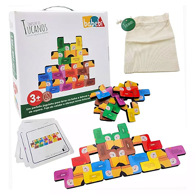 Jogo Empilhe os Tucanos educativo infantil de equilíbrio madeira coordenação lógica diversão 3 anos+