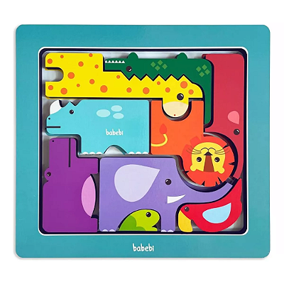 Equilíbrio E Encaixe Safari Babebi Brinquedo De Madeira 4+