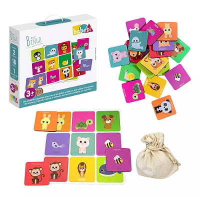 Mini Bingo Babebi Jogo Educativo Com Animais De Madeira 3+