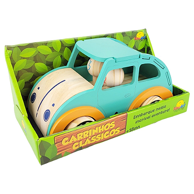 Fusca Retrô NewArt Brinquedo De Madeira Com Passageiros 3+