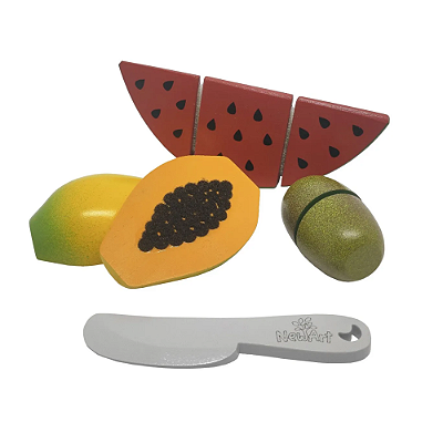 Frutinhas Com Faca NewArt Brinquedo De Madeira Infantil 3+