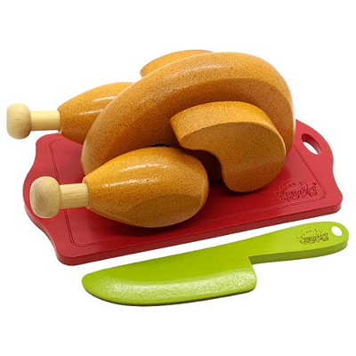 COLECAO COMIDINHAS FRANGO COM CORTE + TABUA + FACA