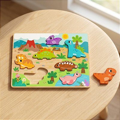 Encaixe Dinossauros Hi Pando – Brinquedo Educativo em Madeira 2+