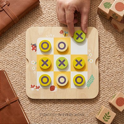 Jogo da Velha Educativo 2 em 1 Memoria Pandas Madeira Infantil Desenvolvimento 3 Anos
