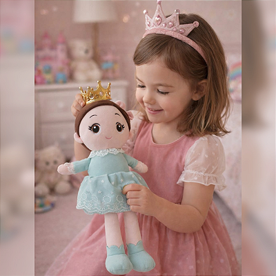 Boneca bailarina pelúcia verde água 35cm macia segura infantil perfeita para presente e decoração