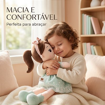 Boneca bailarina pelúcia verde água 35cm macia segura infantil perfeita para presente e decoração