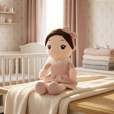 Boneca bailarina pelúcia rosa água 35cm macia segura infantil perfeita para presente e decoração