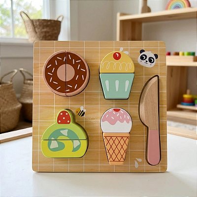 Brinquedo Educativo Cortar Doces Madeira Coordenação Fina