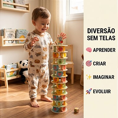 Brinquedo Educativo Torre De Equilíbrio Madeira Infantil