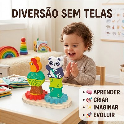 Brinquedo Educativo Engrenagens Madeira Coordenação Motora