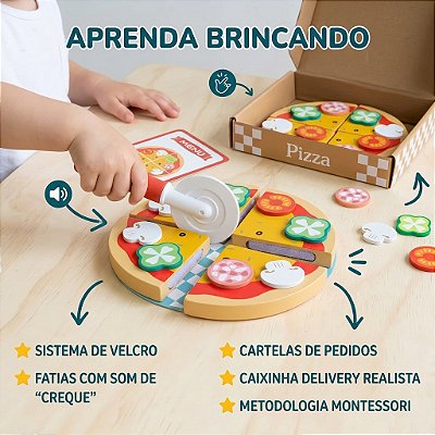 Brinquedo Pizza De Madeira Infantil Comidinhas Faz De Conta