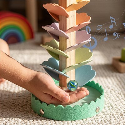 Brinquedo Árvore Musical Madeira Torre Bolinhas Educativo