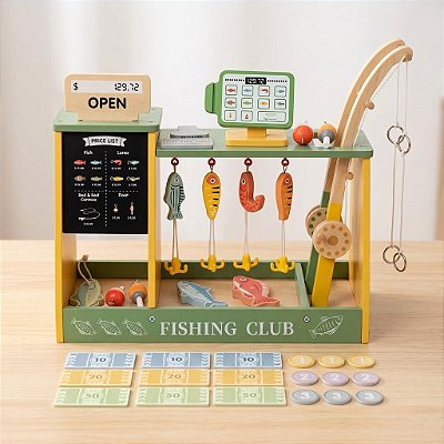 Brinquedo De Madeira Mercado De Pesca Infantil Educativo