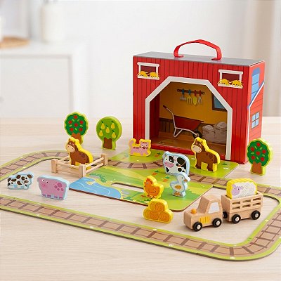 Brinquedo Educativo Fazenda De Madeira Coordenação Motora
