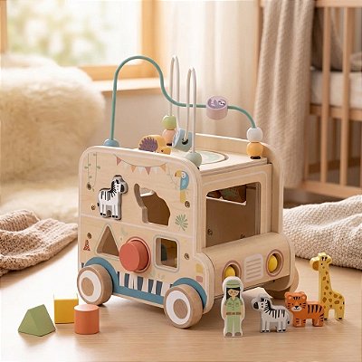 Brinquedo Educativo Jipe Safári Atividade Madeira Montessori