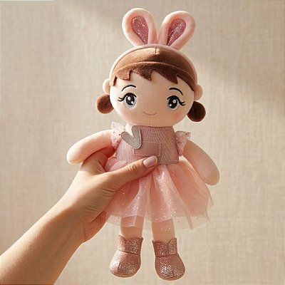 Boneca de Pelúcia Bailarina Coelho 45cm Macia Rosa