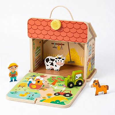 Fazendinha Dobrável Madeira Brinquedo Educativo Infantil