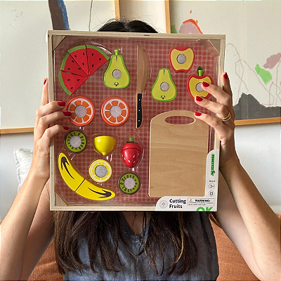 Brinquedo Educativo Kit Comidinha Infantil Frutas De Cortar Madeira