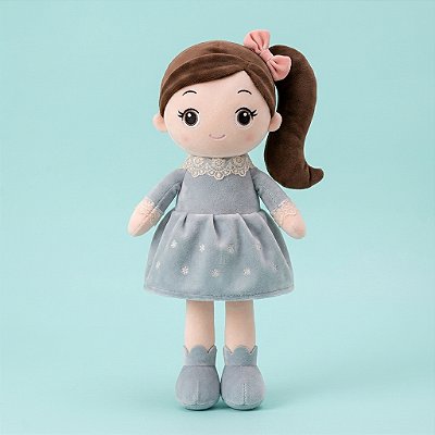 Boneca bailarina pelúcia azul turquesa 35cm macia segura infantil perfeita para presente e decoração