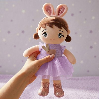 Boneca de Pelúcia Bailarina Coelho 45cm Macia Lilás