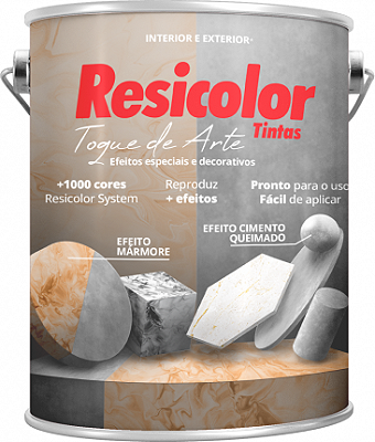 Massa Efeito Cimento Queimado Resicolor 4,5Kg - Tubarao Branco - Acabamento Aveludado