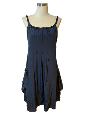 VEST CURTO ALCINHA TRANÇADA SEDA MARINHO BOBO M