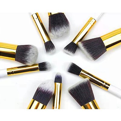 KIT PINCEL P/ MAQUIAGEM PARA ESFUMAR CONTORNO KABUKI 10 PCS