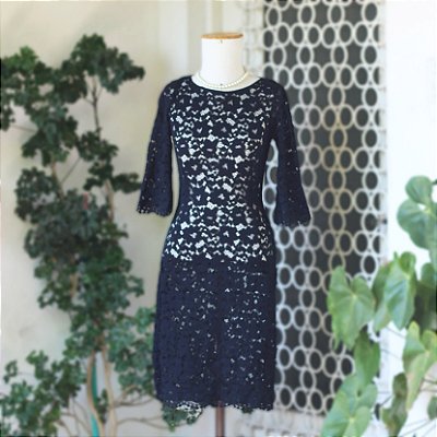 Vestido preto rendado Zara, P