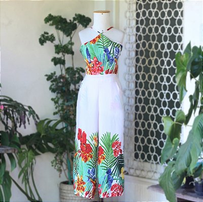 Macacão branco floral, M