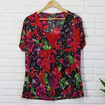 Blusa vermelha floral GG