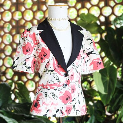 Blazer vintage curto estampado M
